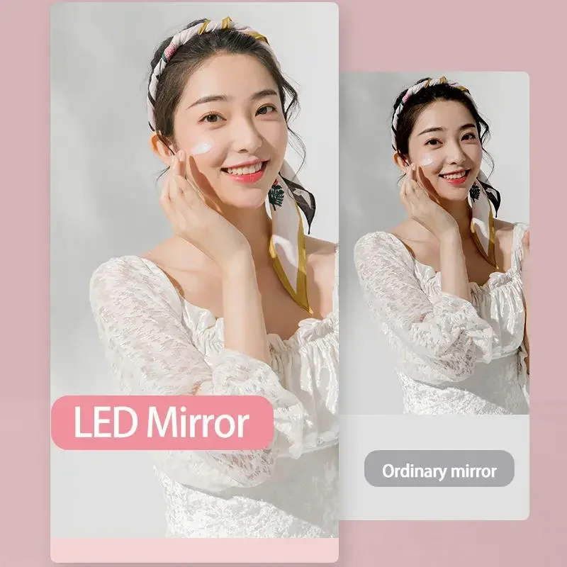 Alta qualidade compacto usb recarregável led espelho de maquiagem redondo cosméticos espelho 3x ampliar mini espelhos de viagem para presente