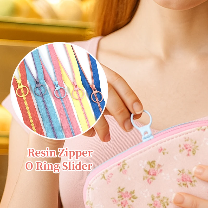 

5/10Pcs 3# Colored Resin Zippers O Ring Zipper Pull Head Bags Jacket Closure Zip Wallet Zips Repair Kit DIY Sewing Accessories