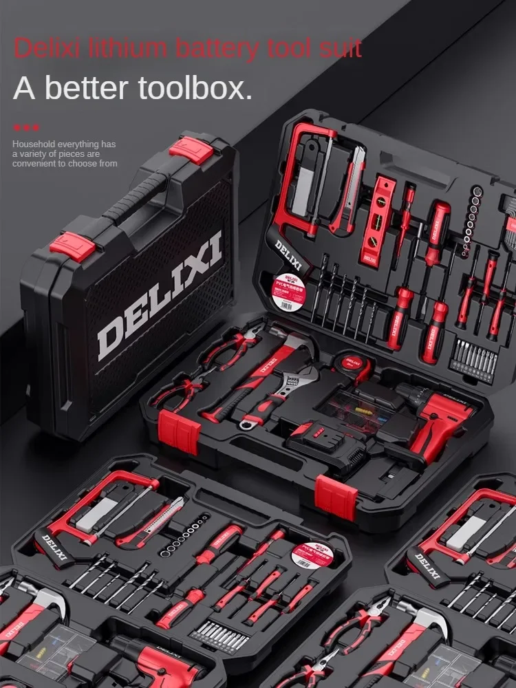 High-performance lithium-ion battery power tool set with cordless drill gun and impact wrench