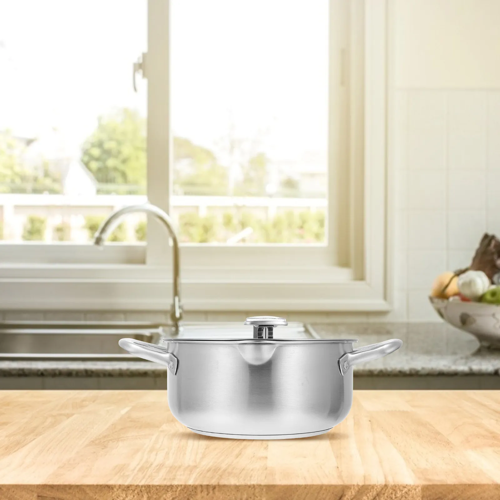 

1pc Stainless Steel Deep Fryer Pot With Thermometer Controllable Temperature Frying Pan For Kitchen Restaurant Party Nonstick