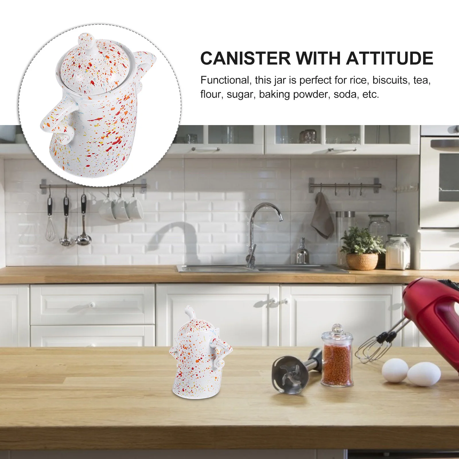 

Funny Resin Craft Airtight Kitchen Storage Canister for Coffee Bean Tea Flour Sugar Baking Canister with Attitude