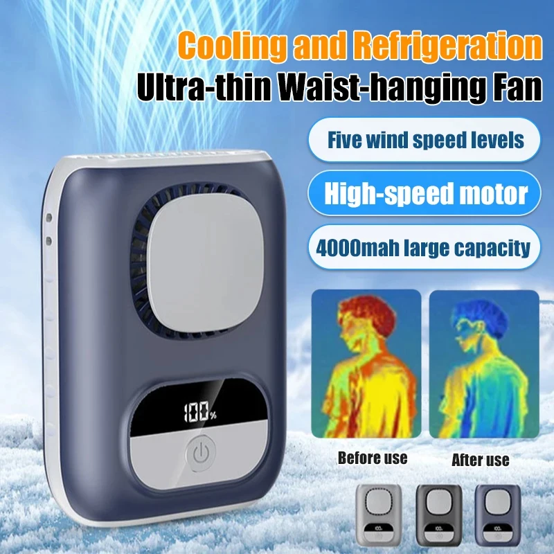 

3-in-1 Waist Fan 2025 New Ultra-thin Portable Waist Hanging Small Fan Waist Hanging Cooling Fan Long-life Large-capacity Fan
