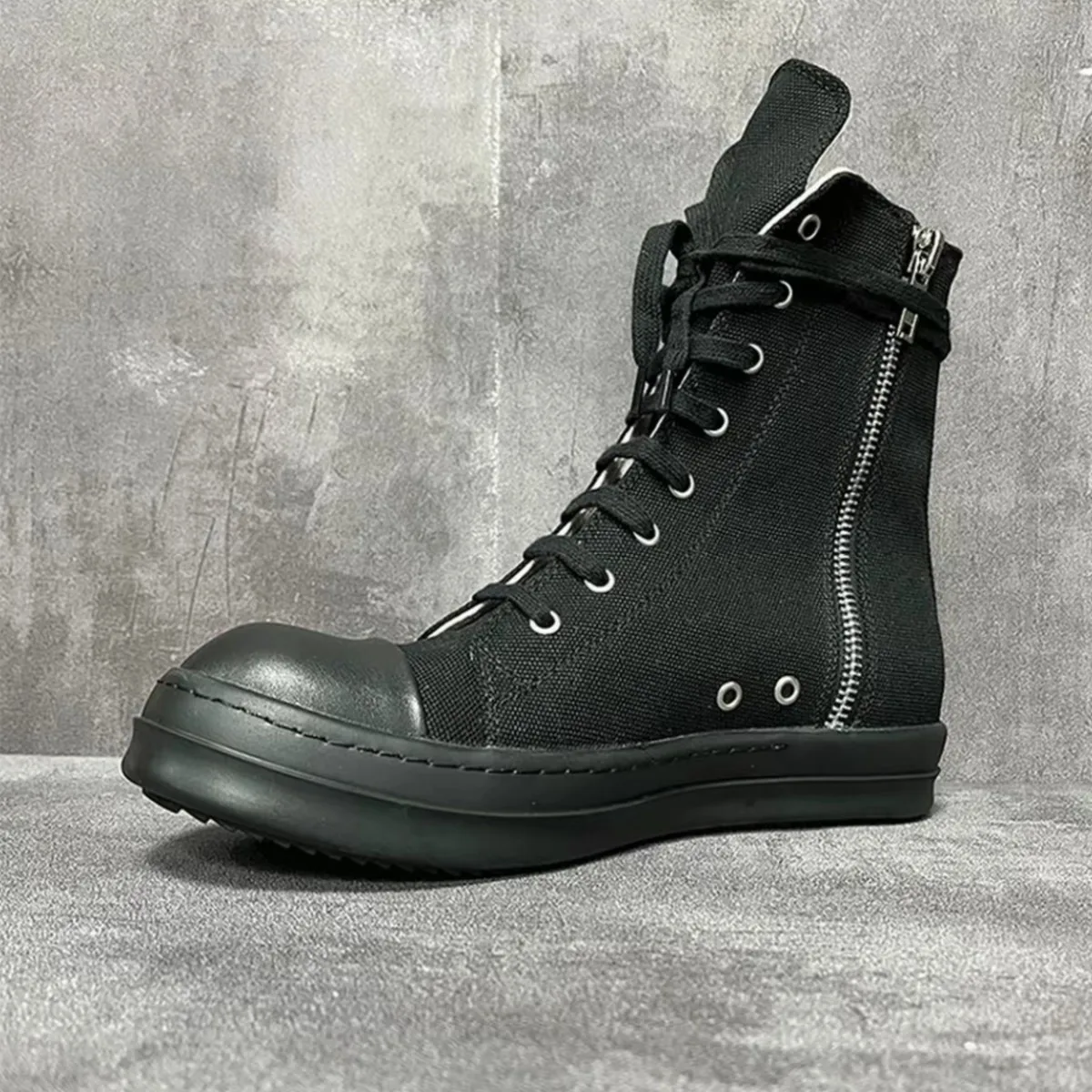 Ro Classic Boots Men Shoe Women Sneaker Full Black Canvas High Top Shoes Casual Sneakers Zipper Lace Up Luxury Ankle Boot