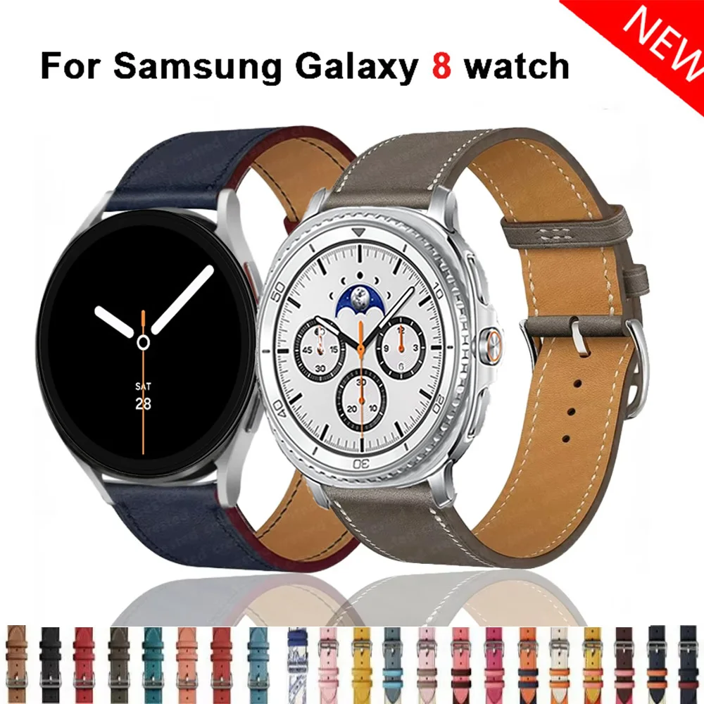 Lederarmband für Samsung Galaxy Watch 8 44 mm 40 mm klassisches Band für Samsung Galaxy 8 Classic 46 mm Armbandzubehör mit gebogenem Ende
