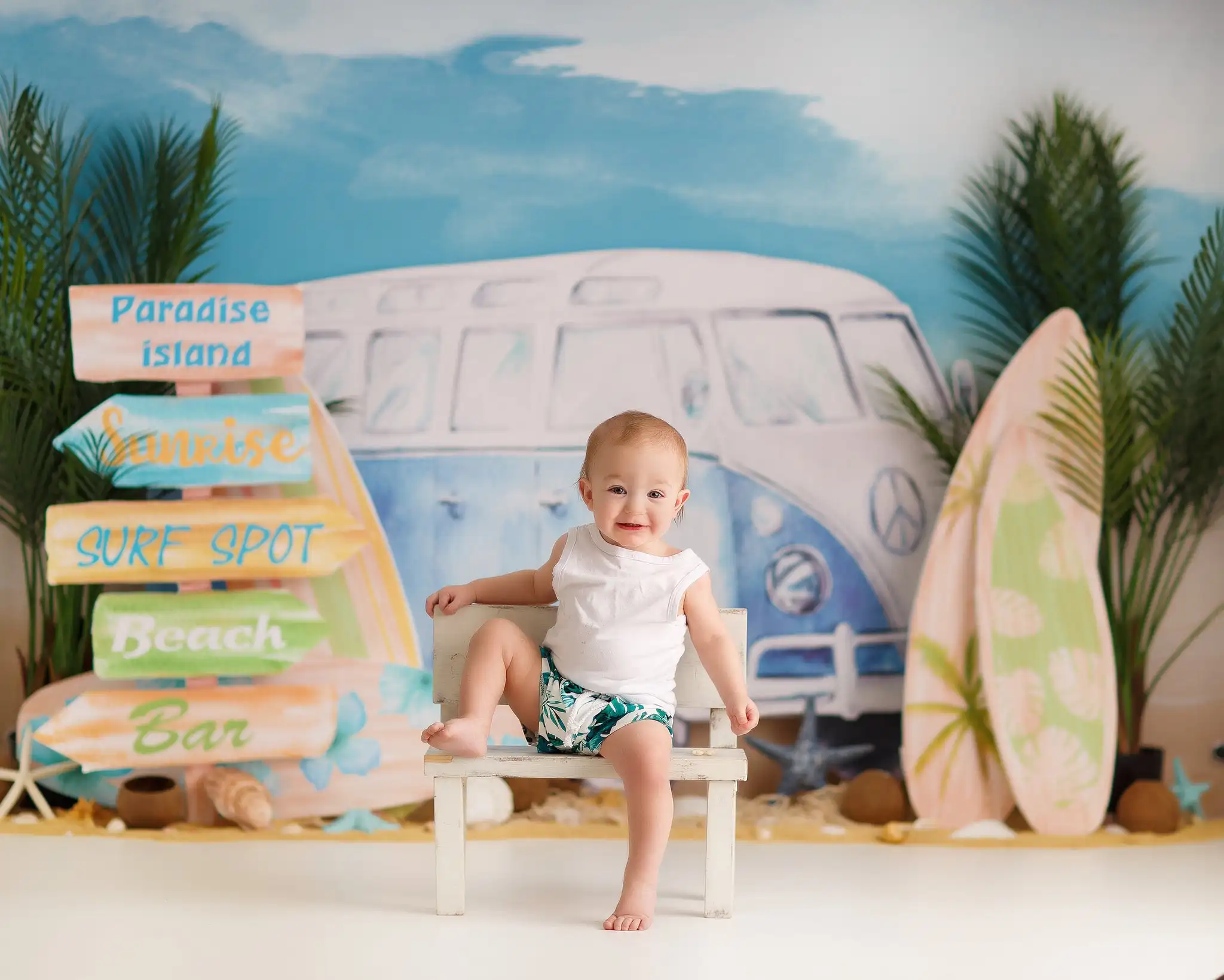 Summer Beach Photography Backdrop Kids Baby Cake Smash Photocall Decors Surfboard Aloha and Pool Party Adult Studio Backgrounds