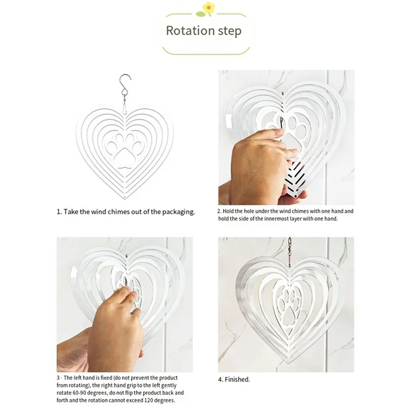 

AA21-6Pack 8 Inch Sublimation Wind Spinner Blanks For Yard And Garden Indoor Outdoor Front Door Decoration Heart-Shaped