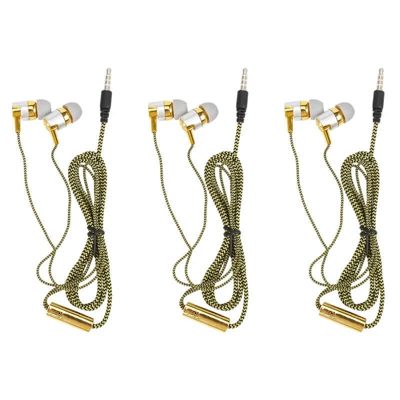 

Top Deals 3X H-169 3.5Mm MP3 MP4 Wiring Subwoofer Braided Cord, Universal Music Headphones With Wheat Wire Control(Golden)