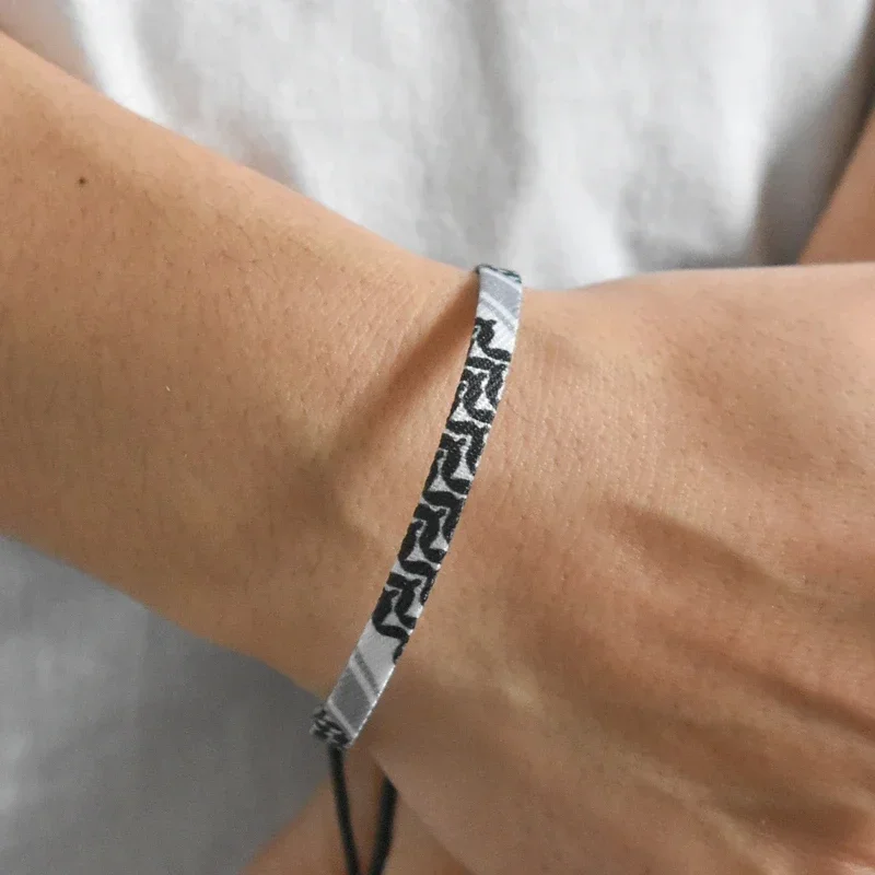 العربية وشاح نمط المنسوجة سوار للنساء الرجال اليدوية العرقية موجة نقطة الملونة أساور مطوية زوجين موضة مجوهرات الصيف