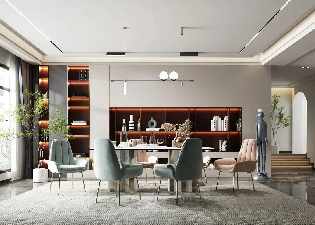 أثاث فاخر لغرفة المعيشة المنزلية خزانة مشروبات مخصصة مع خزانة عرض زجاجية من الفولاذ المقاوم للصدأ #6