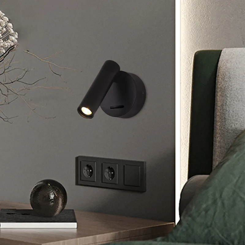 New Hotel Minimalist Guest Room Wall Lamp Circular Open Reading Bedroom Wall Light Decoration LED Bedside Indoor Lighting