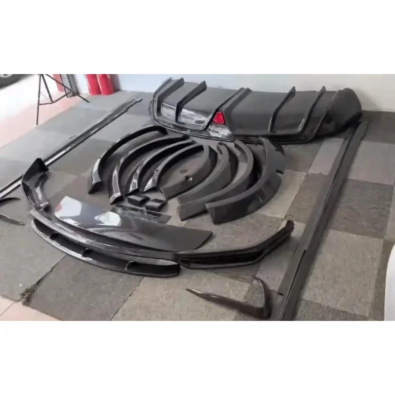 C Style Carbon Fiber Front Rear Lip Side Skirt With Light Wheel Eyebrow Tail Wing Fit Model X Exterior Modification Parts