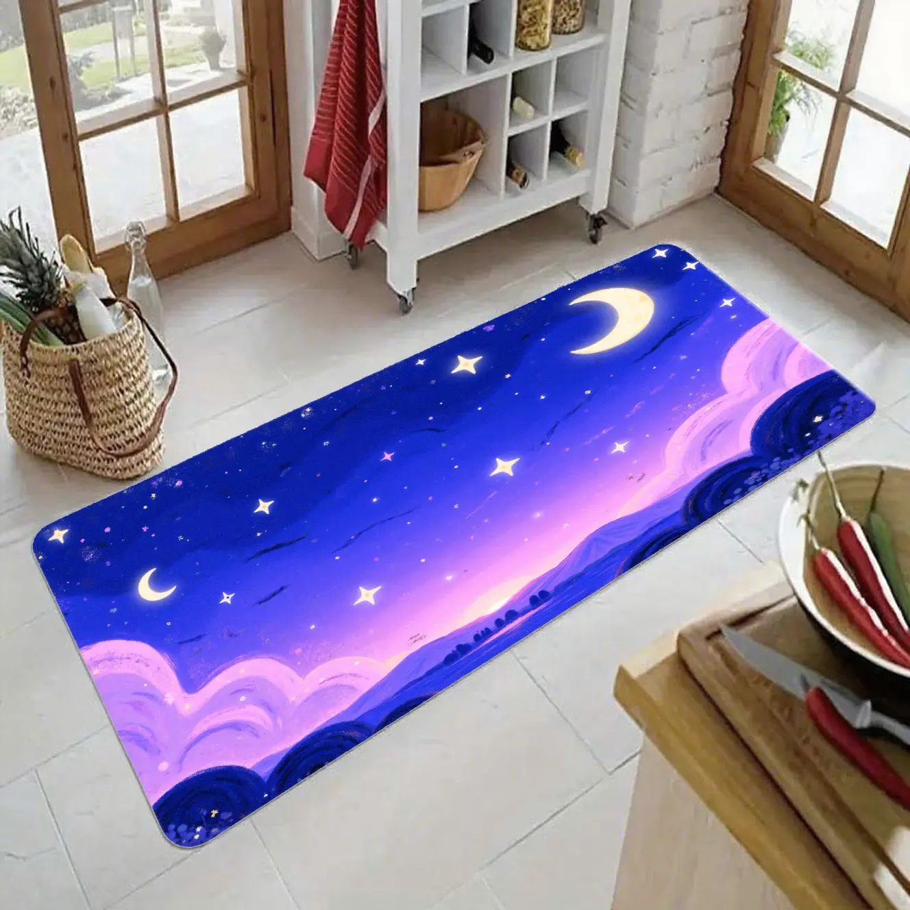 

MatMuse Dreamy Night Moon and Stars Landscape Soft Diatomaceous Earth Mat Floor mats Entrance Non-Slip Living Room Fashion Mat