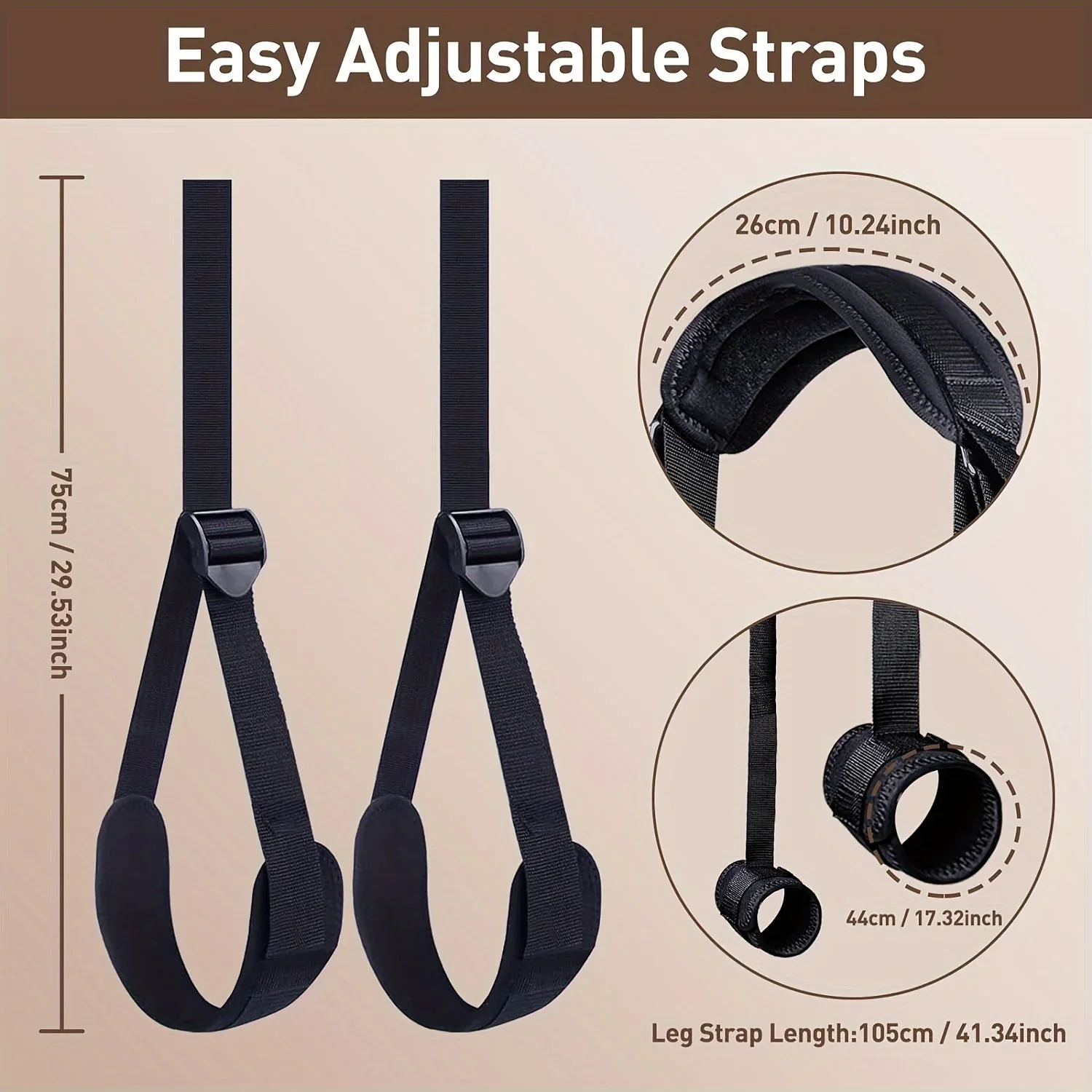 Adjustable Leg Straps for Body Positioning and Movement - 75cm/29.5 Inches and 46cm/17.7 Inches in Size