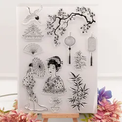 Japanese kimono Clear Stamps and Metal Cutting Dies for DIY Scrapbooking Crafts Dies Cut Card Make Photo Album Sheet Decor