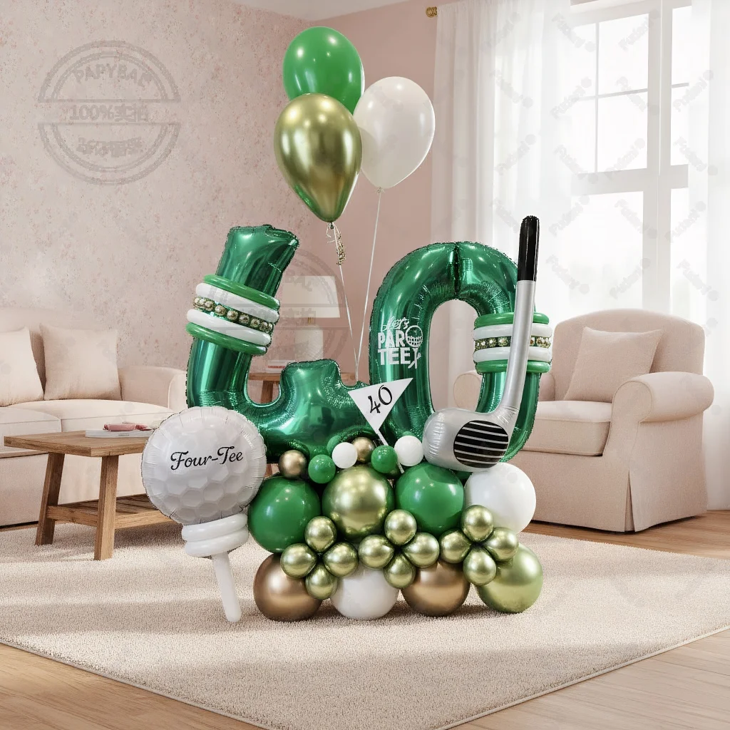 72pcs Golf Balloon Set 32inch Green 1-9 Number Football Foil Balloon Round Globos For Baby Shower Birthday Party Giving Gift - view 4