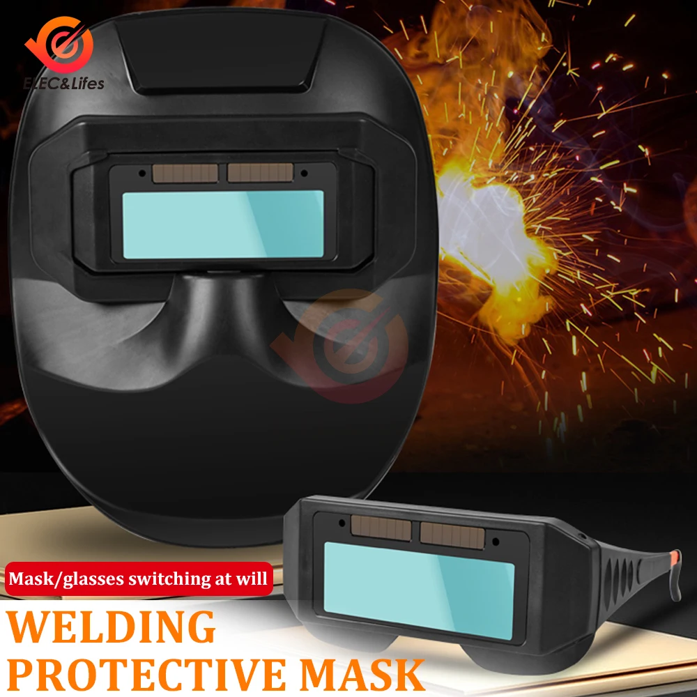 1Pcs Welding Helmet Welder Mask Chameleon Large View True Color Solar Power Auto Darkening Welding Large For Arc Weld Grind Cut