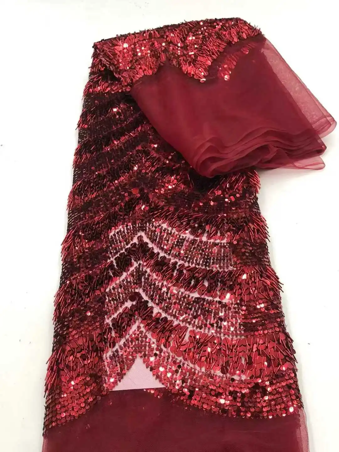 Nieuwste Afrikaanse bruidegom kant stof Franse Tule kant stoffen 5 yards Nigeriaanse 3D pailletten stof voor feestjurk