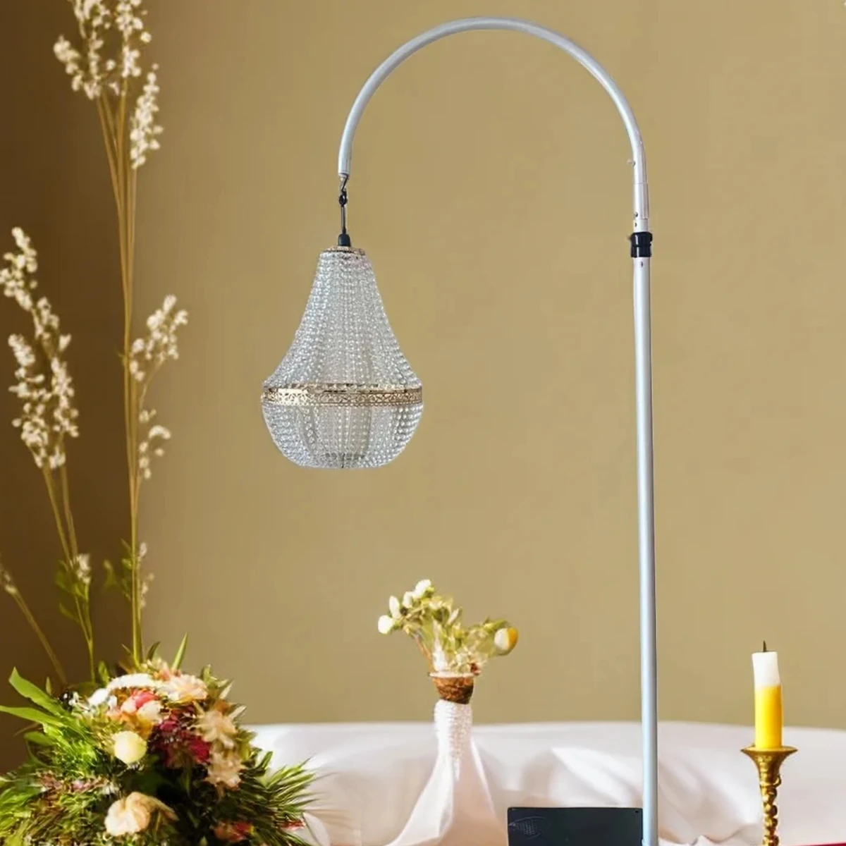 

1pcs 2pcs 3pcs )8-12FT Wedding Chandelier Decoration Metal Backdrop Arch Stand With Light Half Moon Event Party Arch Backdrop