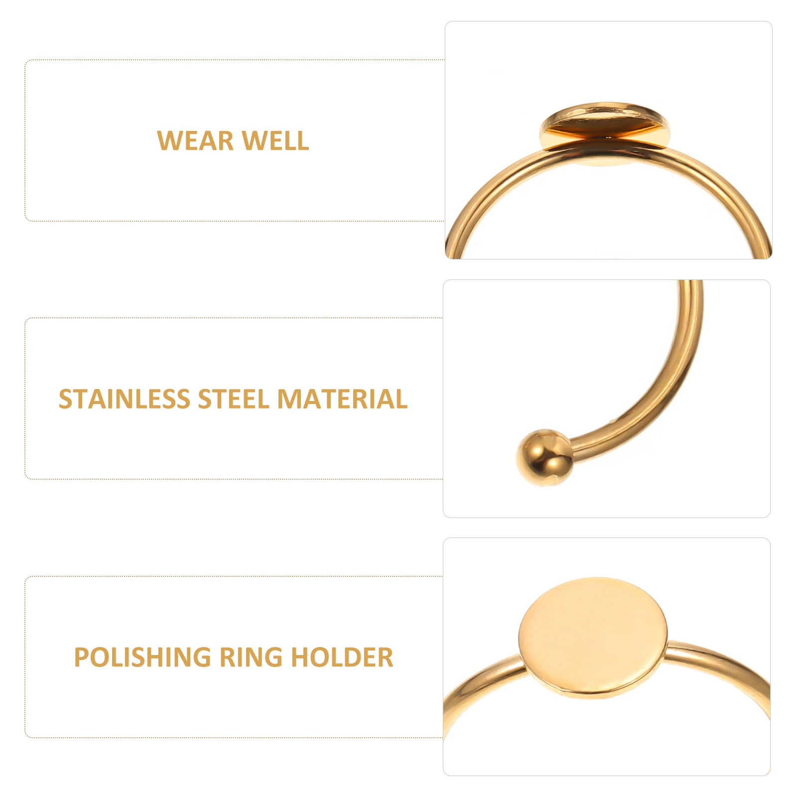 

10pcs Stainless Steel Ring Bases Heart Shaped Golden Polishing Setting Bezels Metal Jewelry Craft Kit DIY Rings Bottom Tray