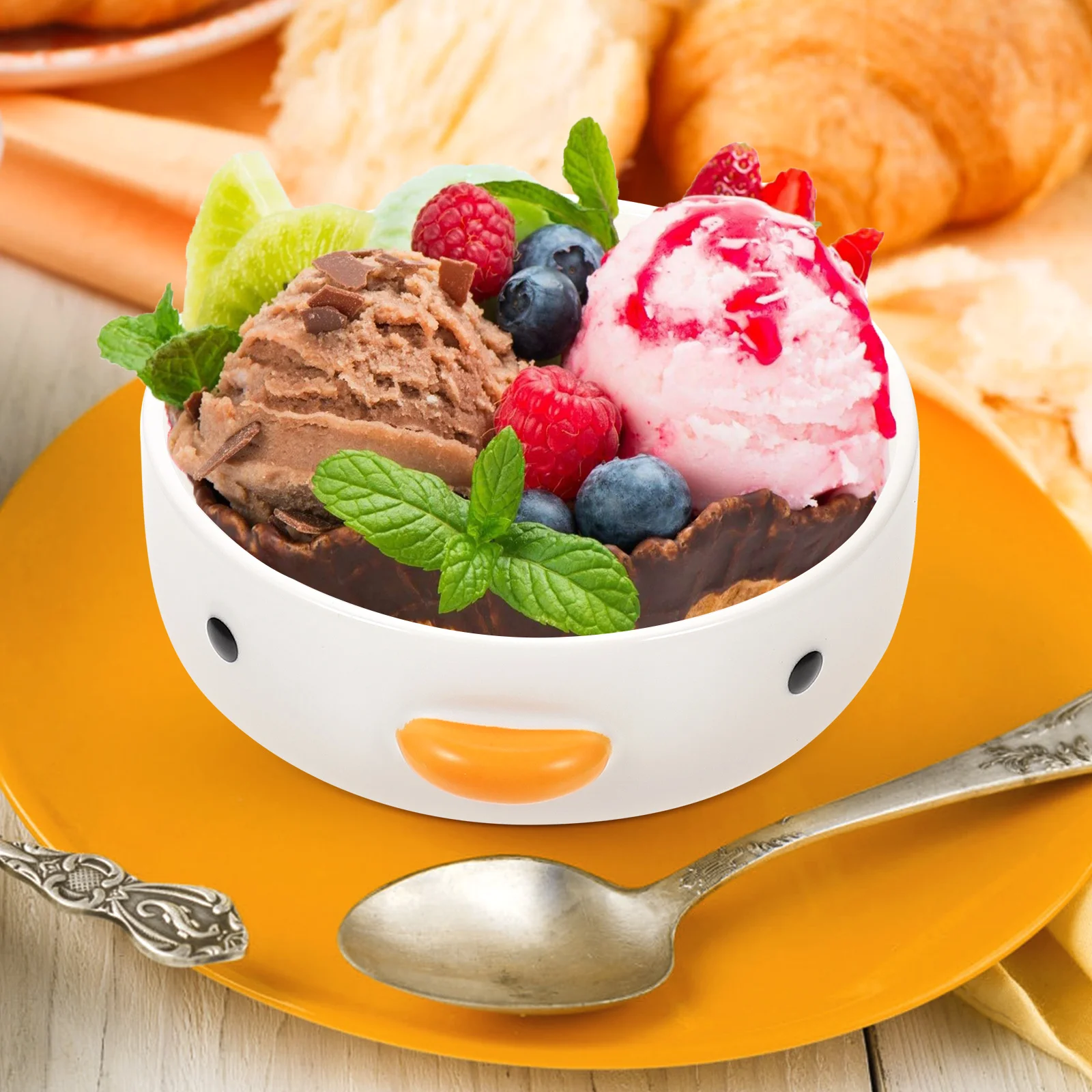 Chicken Dessert Plate Household Food Bowl Ceramic Lovely Condiment Kitchen Bowls Multi-function Ice Cream Child