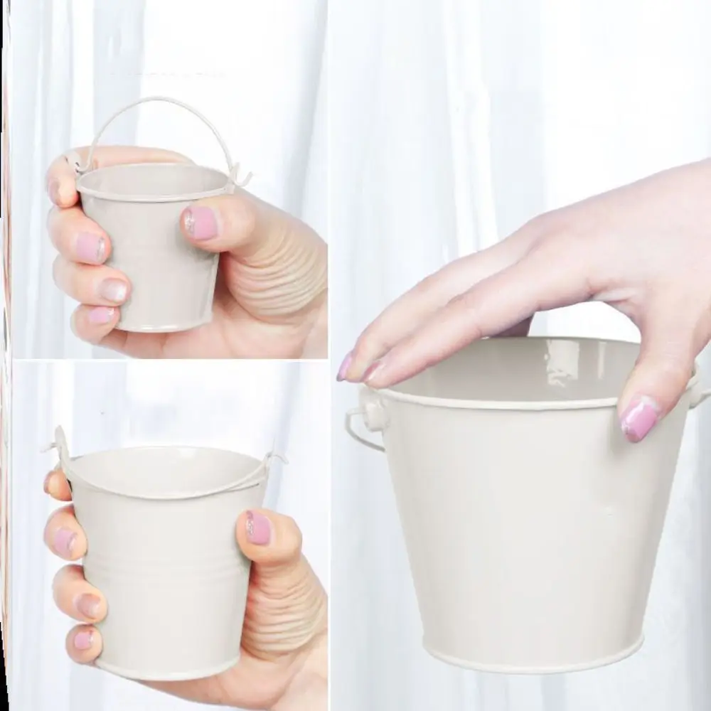 꽃병 컨테이너 양철 철 꽃 냄비 목가적 인 철 아트 꽃 배럴 미니어처 후크 미니 양철 물통 어린이 장난감