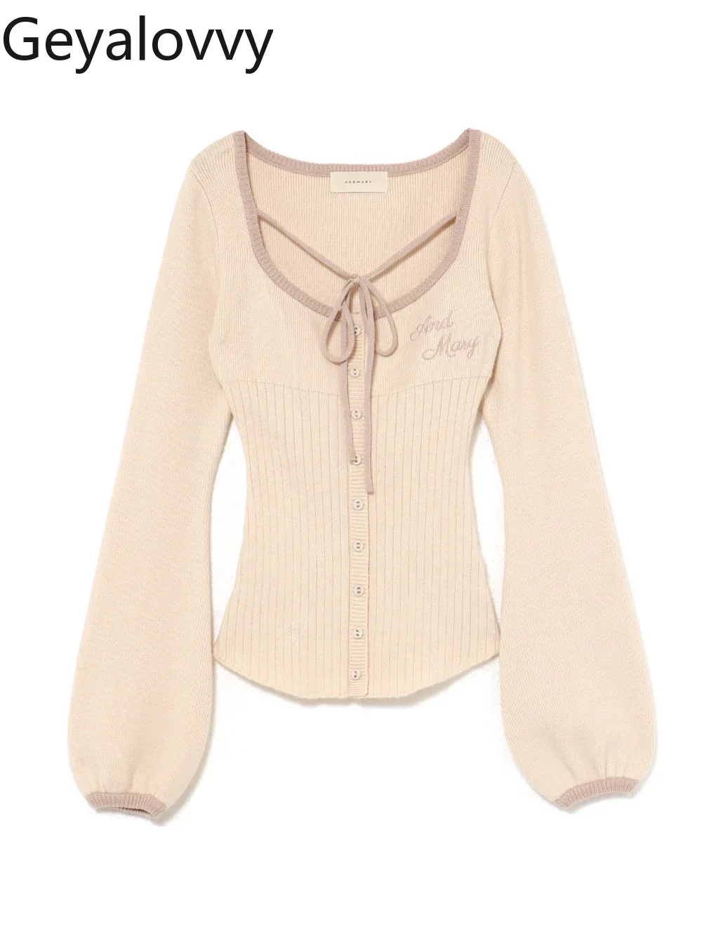 المرأة محبوك سترة الخريف الشتاء أكتوبر منتج جديد ساحة الرقبة سليم صالح كم طويل أعلى Bowknot البلوز البلوزات #4