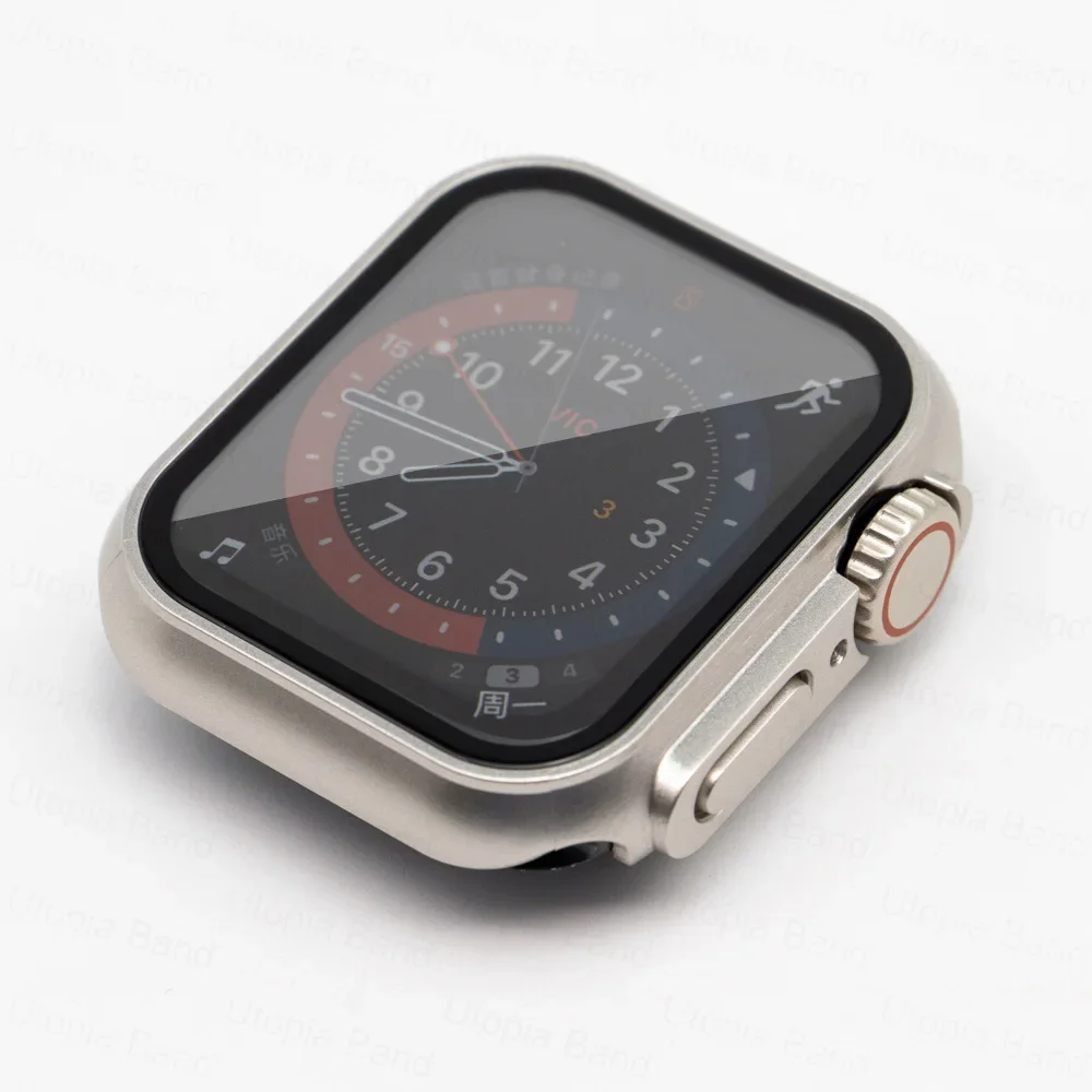 Смените на ультра для Apple Watch Φ Ultra 49 мм 8 7 45 мм 41 мм 456 SE 40 мм 44 мм закаленное стекло крышка внешний вид обновление до Ультра