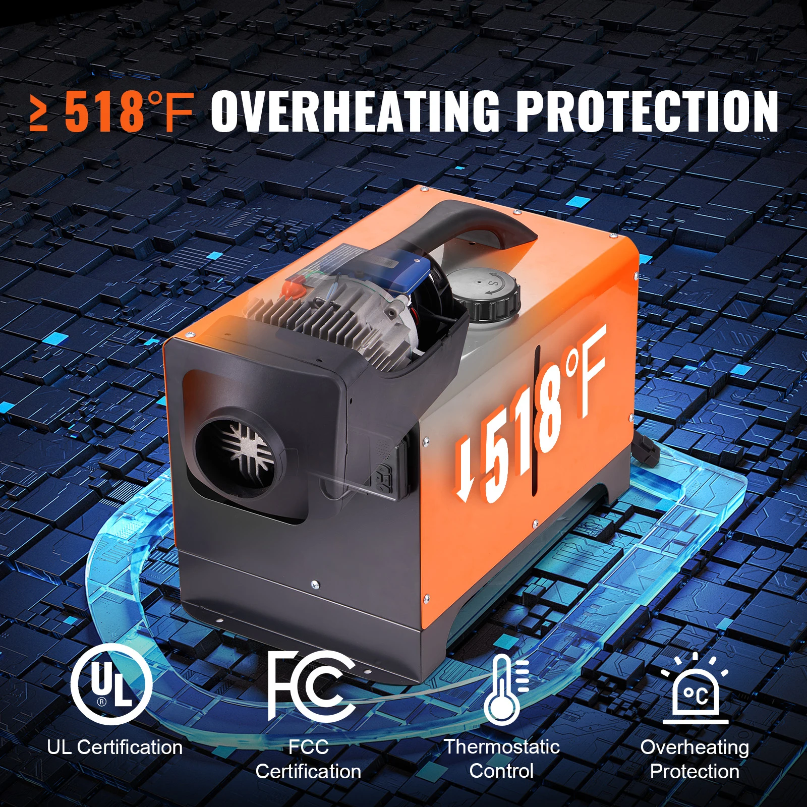 SucceBuy 5/8KW Aquecedor de ar diesel 12V All em One Aquecedor de carro com controle remoto silenciador para caminhão barco RV Parking Aquecedor diesel