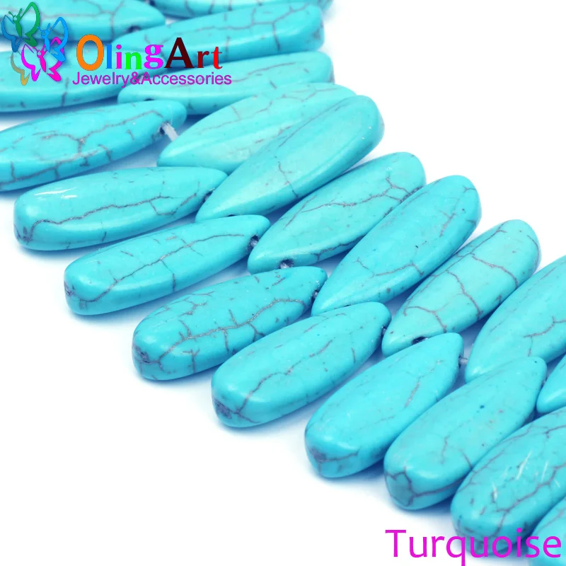 

25mm/20pcs Blue Stone Beads Horse Eye Shape Loose Stone Jewelry For DIY Necklaces Jewellery Making