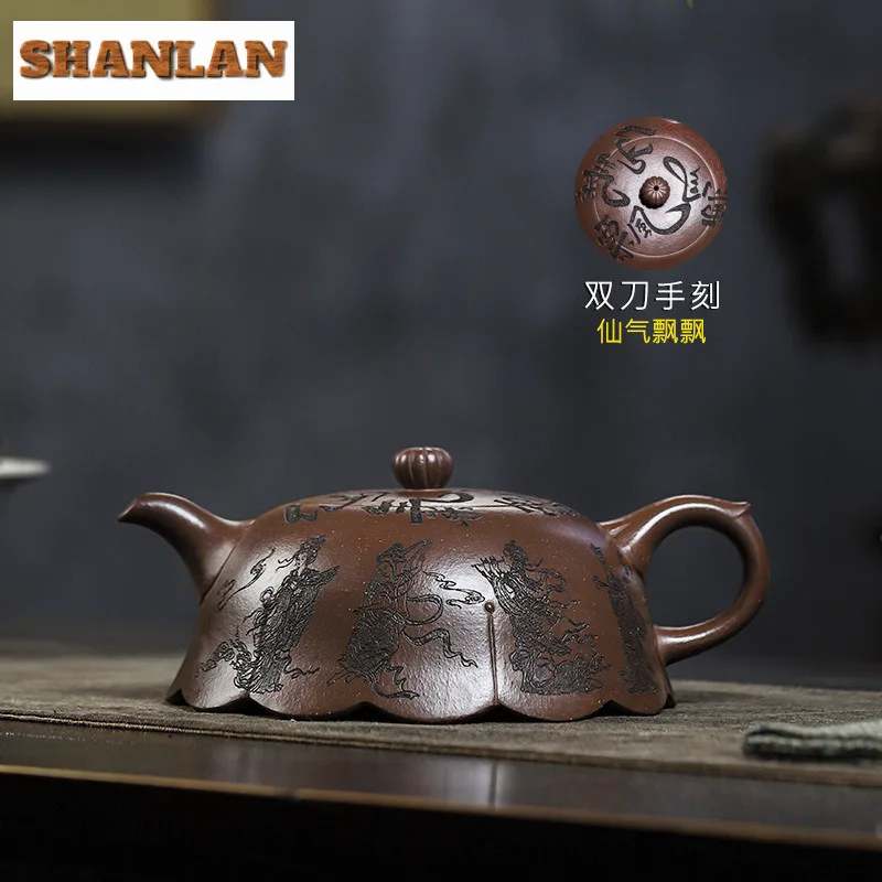 540ml Antique Yixing Purple Clay Teapots Handmade Pot Raw Ore Purple Jade Gold Sand Mud Kettle Chinese Zisha Tea Set Cafes Gift