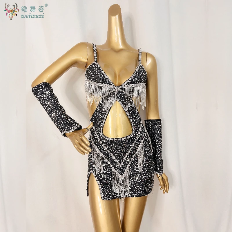 

Новый блестящий боди из бисера, женский сексуальный вечерний костюм для ночного клуба, EDC, костюм певицы, танцовщицы, костюм для выступлений, сценическая одежда