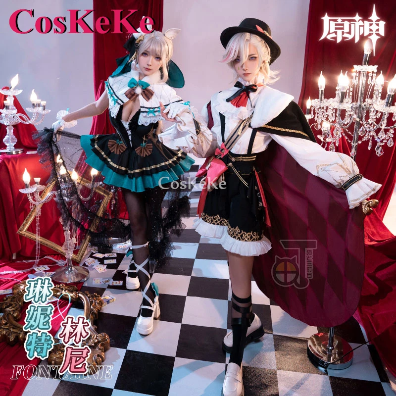 

CosKeKe Lyney/Lynette Cosplay Game Genshin Impact Costume Magician Noble Elegant Formal Dress Halloween Party Role Play Clothing