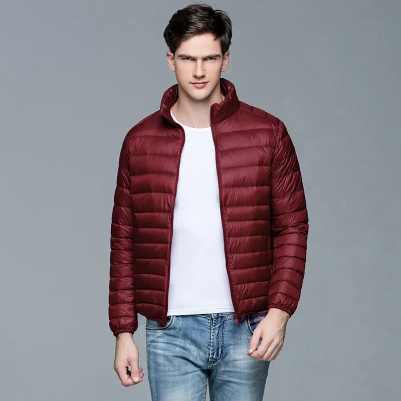 Mens Light  Down Jacket 2023 Spring New Men\'s Lightweight Water-Resistant Packable Puffer Jacket Stand Collar Feather Coats