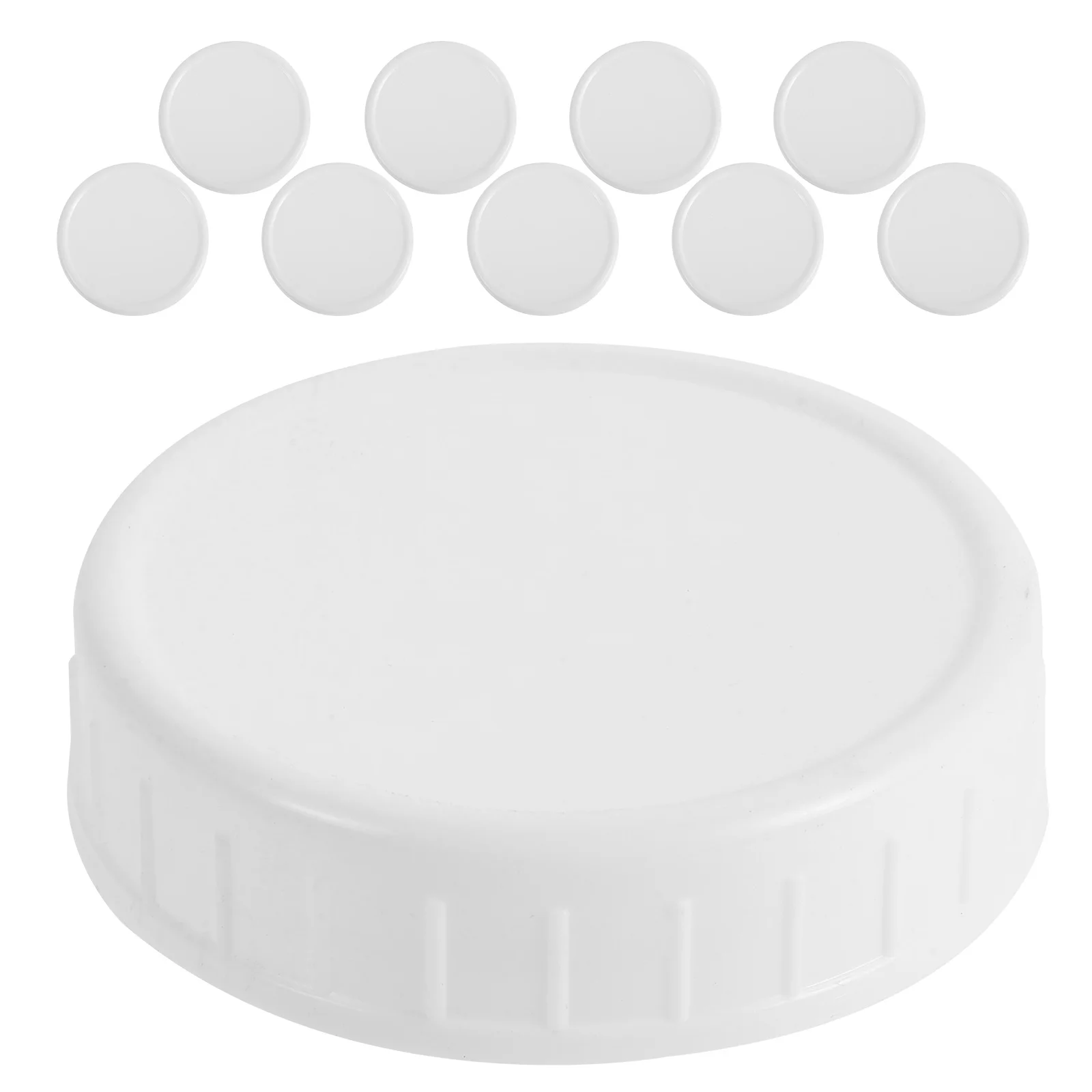 10 Pcs Large Mouth Canning Lids Mason Jar Plastic for Jars Reusable Ball Cap Seal 750X750X200CM Covers Heat White Wide Small