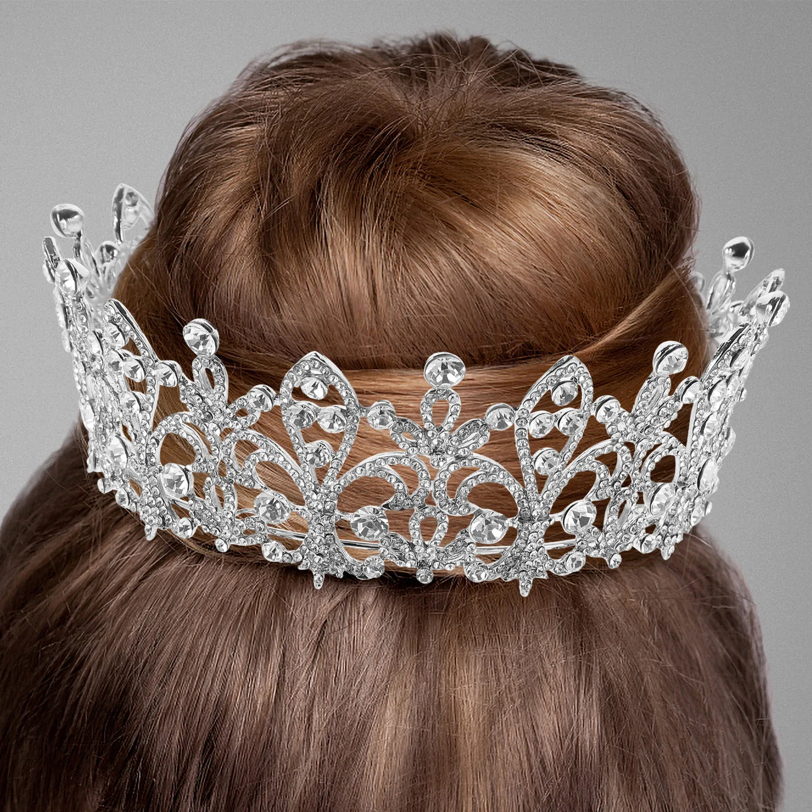 

Bridal Rhinestone Crown Noble Round Design Wedding Hairband Tiara Headpiece Bridal Hair Hoop Women Tiara Crown