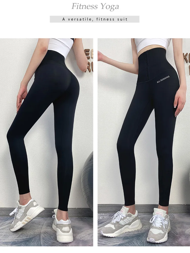 2025 nuevo Otoño Invierno pantalones de Yoga Fitn para mujer cintura alta pierna recta Thiened Fce forrado Control de barriga levantamiento de glúteos
