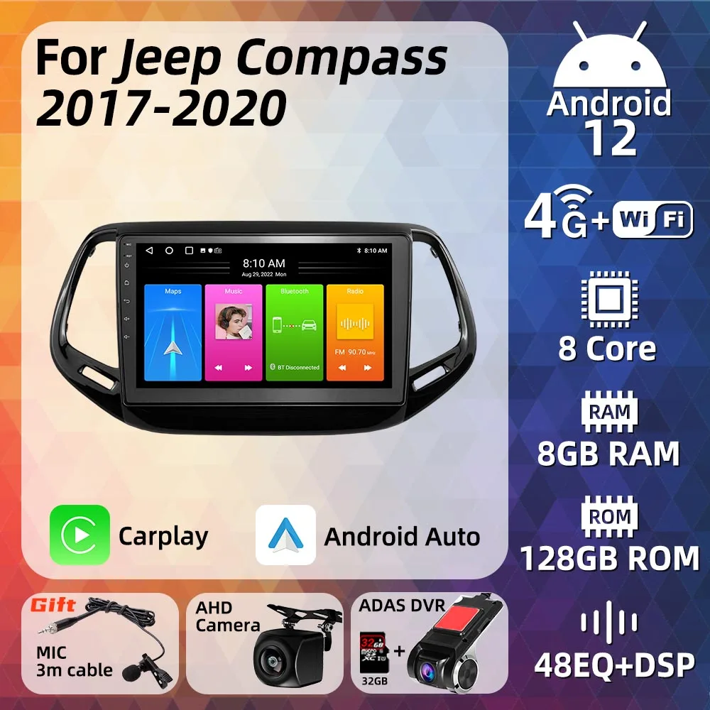 

Car Radio Android 2 Din for Jeep Compass 2017 - 2020 GPS Navigation Multimedia Stereo Player Autoradio Audio Auto Head Unit WiFi