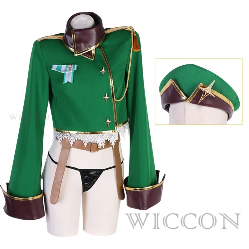 Gushing Over Magical Girls Araga Kiwi Cosplay Costume Wig Leopard Military Uniform Hat Leather Stockings Enormeeta New Anime Cos