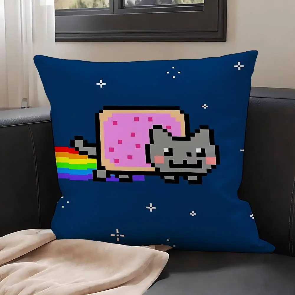 لطيف N-نيان القطط آرت صانع حالة أفخم النسيج لينة المخدة مزدوجة الوجهين طباعة غطاء الوسادة الهدايا المنزلية
