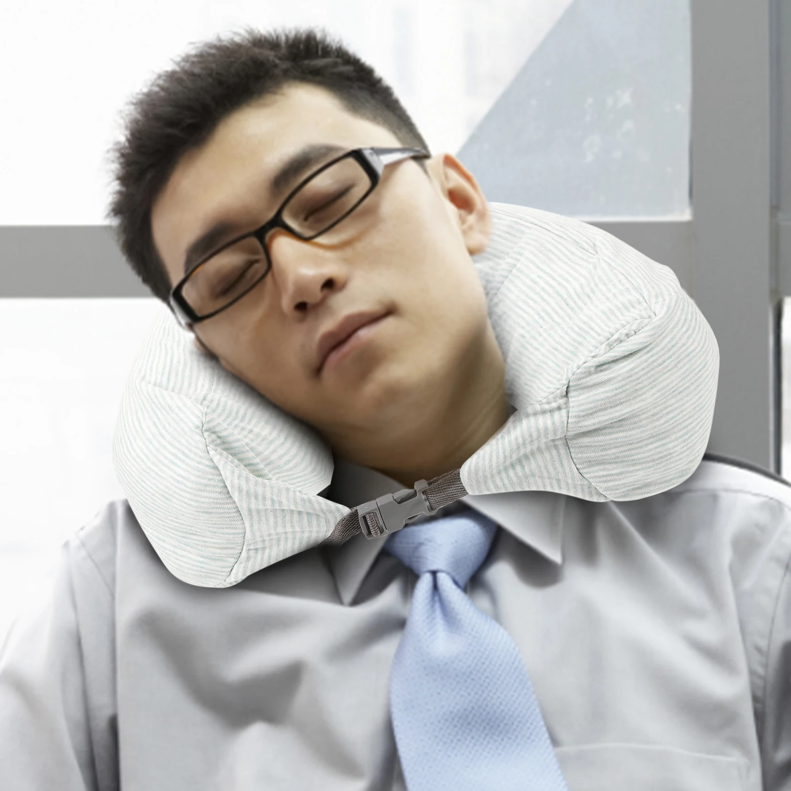 

Striped Neck Pillow Bendable U-Shaped Neck Waist Support Travel Pillow for Car Home Office Lightweight Breathable Fabric