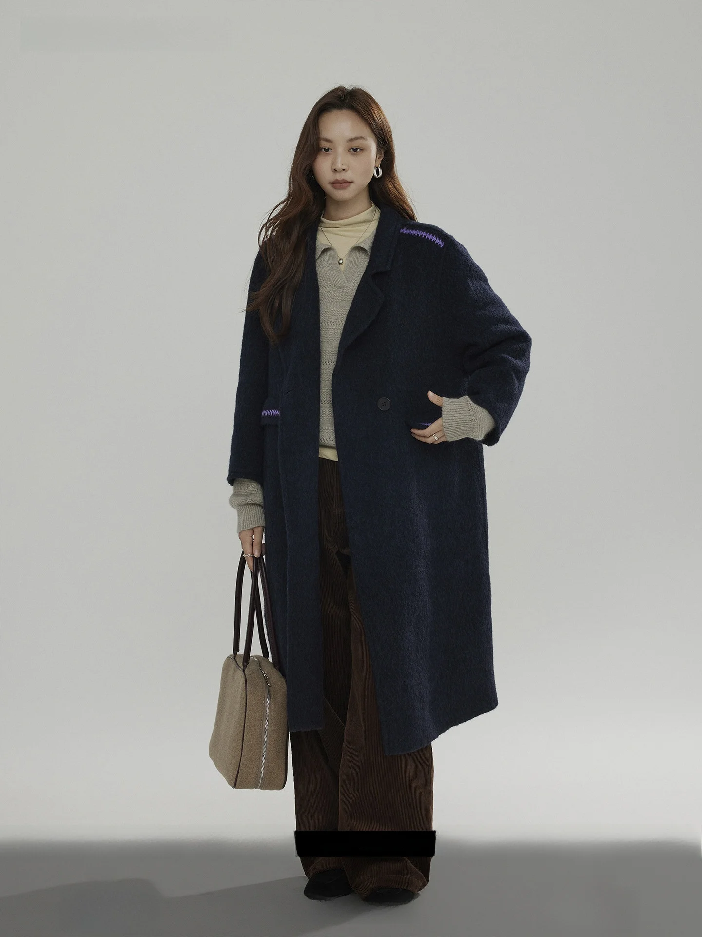 

Двустороннее длинное шерстяное пальто Joli Choose для женщин: осенне-зимняя свободная повседневная верхняя одежда из комфортной нейлоновой смеси