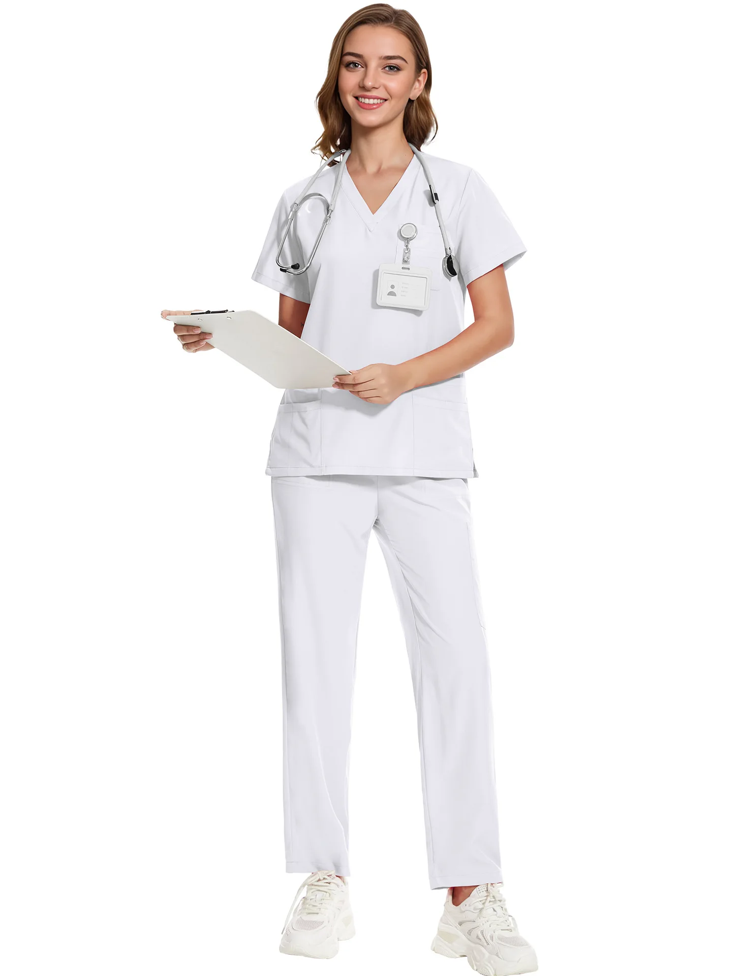 スリムフィット医療ユニフォーム女性スクラブセット看護師アクセサリー歯科医院美容サロンスパ作業服