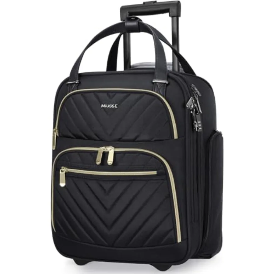 

Softside Carry On Luggage With Wheels Airline Approved 16-Inch Lightweight Underseat Suitcase For Travel Men Women Black Durabl