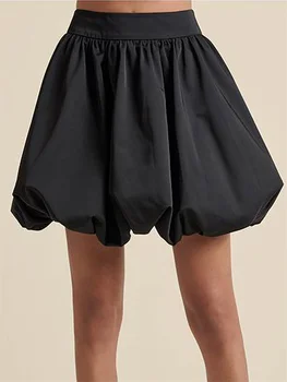 CHRONSTYLE damskie krótkie spódniczki Mini Tutu luźny krój Casual w pasie czarne jednolite spódnice na letnie przyjęcie Street Clubwear 2024