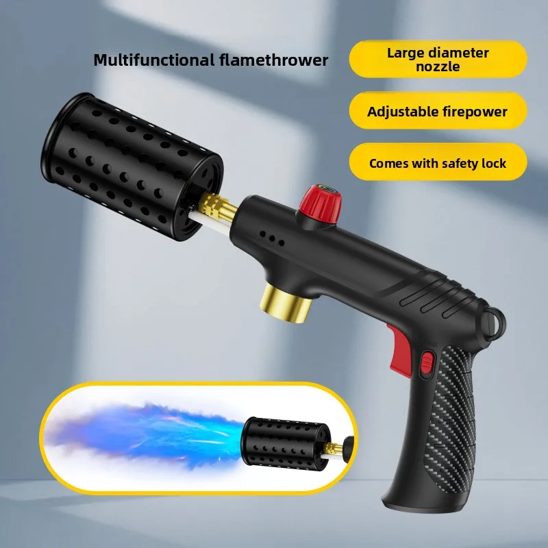 NEW Multi-Function Flame Thrower Large Diameter Stainless Steel Flame Thrower Hose Safety Lock Design Propane Gas Tank Outdoor