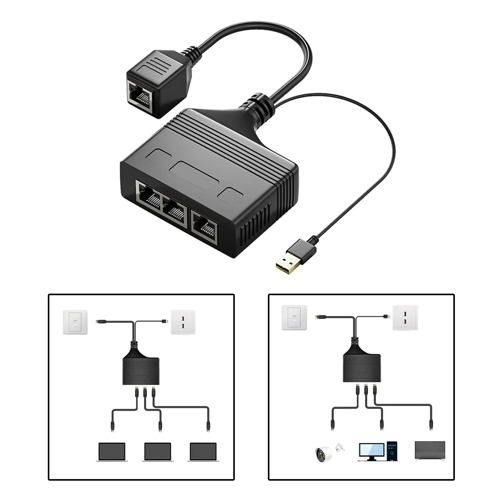 Кабель-разветвитель Ethernet RJ45 от 1 до 3 портов для прочного сетевого разъема