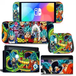 Adesivo de pele para Nintendo Switch Oled Consoles, Joy-con Controlador, Dock, Anime, Dragon Ball, Vegeta, Goku, Luffy, Decalque