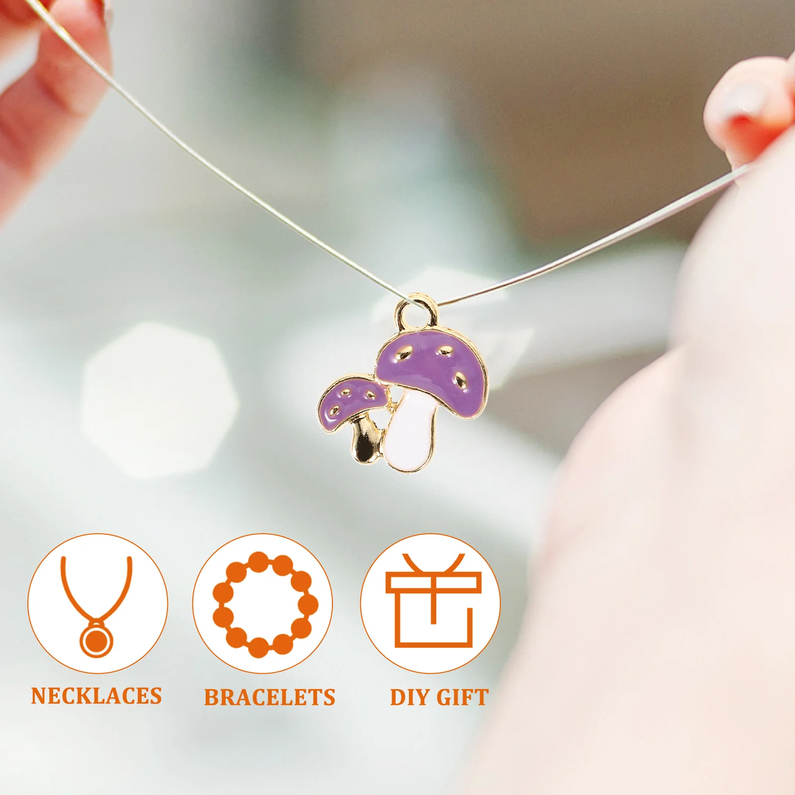 

50pcs Mushroom Pendant Alloy Decorative Charms for Jewelry Making Crafts DIY Supplies Hanging Accessories Home Decor