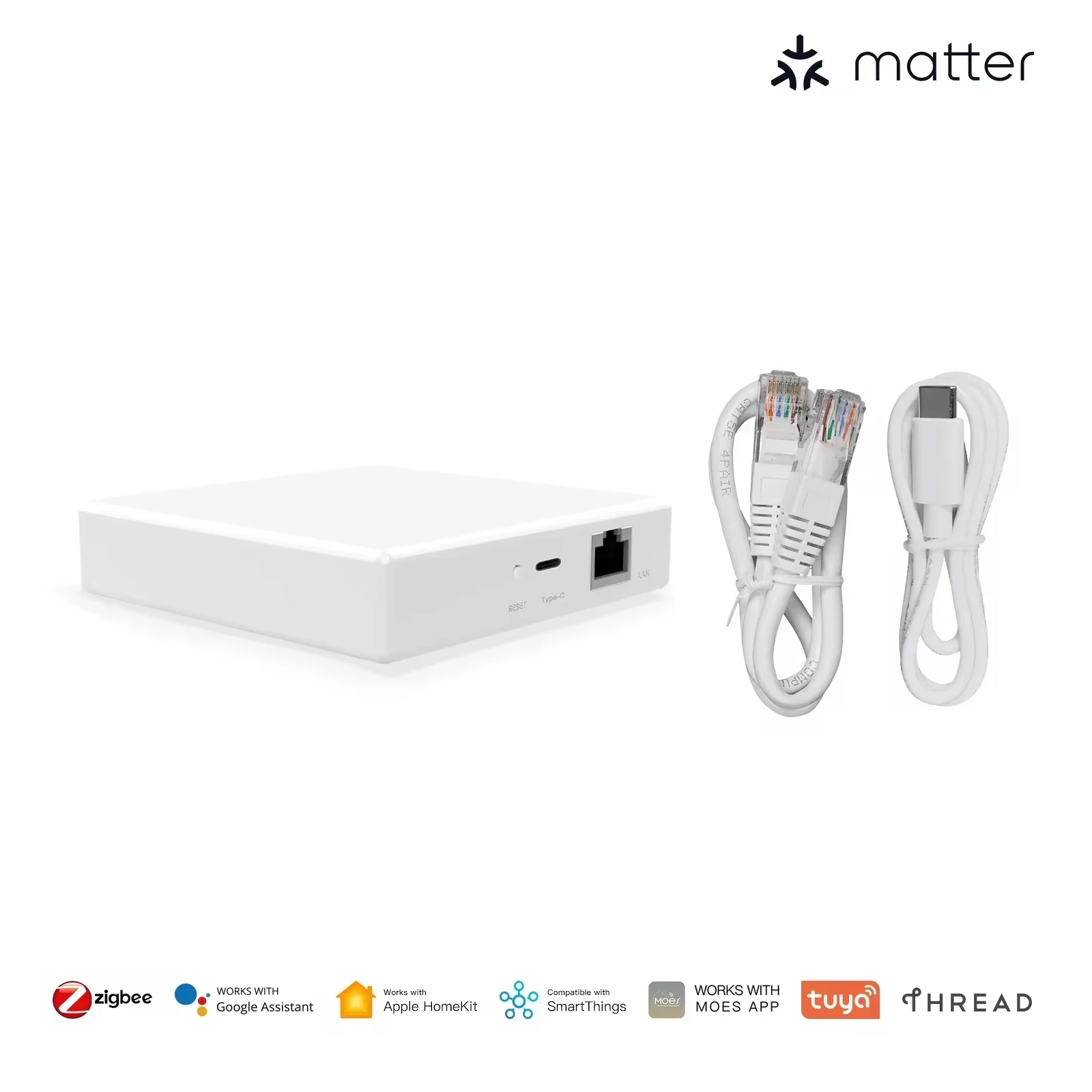 MOES Matter Gateway, Geniet van Smart Home Control met Tuya Zigbee, Spraakbesturing met Siri, HomeKit, SmartThings, Google Assistant,