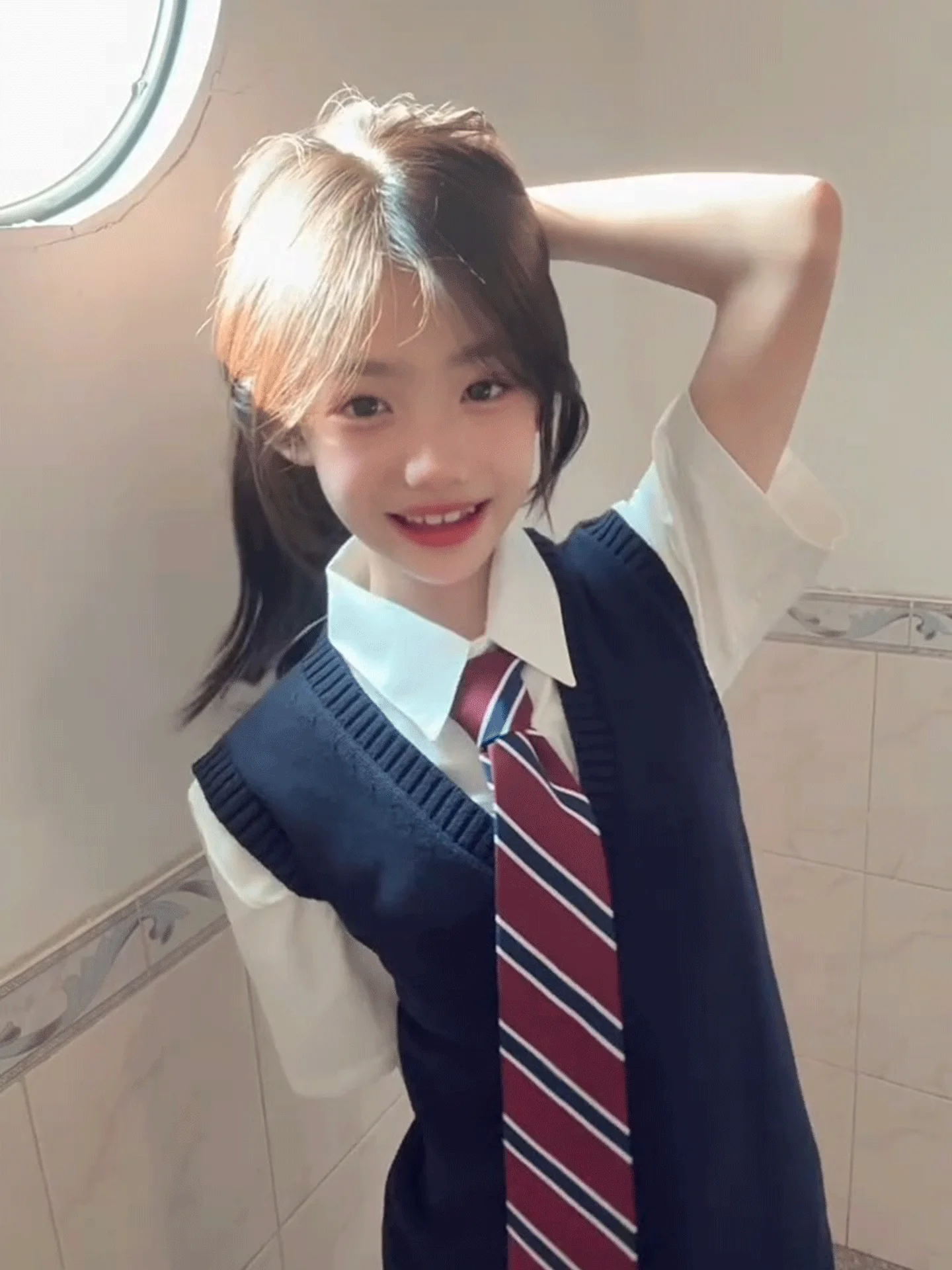 

Cherry Milk ort Sve Knitted Vest Set Women's Faion Jk orm Top And Bot College Sle High Waist Autumn Wear